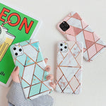 For iPhone 11 Plating Colorful Geometric Pattern Mosaic Marble TPU Mobile Phone Case, For iPhone 11