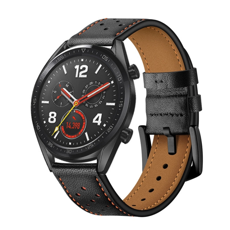22mm For Huawei Watch GT2e / GT2 46mm Plum Blossom Hole Leather Strap