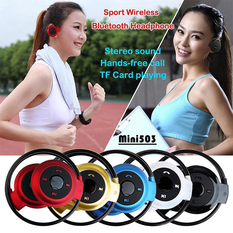 NVAHVA MP3 Player Bluetooth Headphone, Wireless Sport Headset MP3 Player With FM Radio, Stereo Earphone TF Card MP3 Max to 32GB, mini-503 Blue, mini-503 Gold