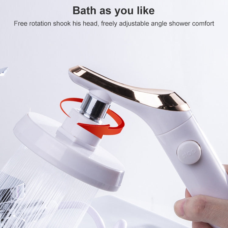 Universal Pressurized One-touch Water Stop Hand Shower Head, White Color Gold