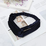 2 PCS Fashion Velvet Wide Cross Knot Headbands Women Elastic Hair Bands