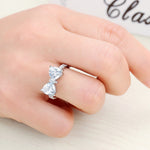 Female Fashion Lovely Bowknot Design Zircon Ring, 8, 10