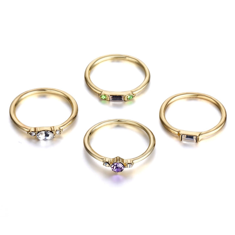 4 PCS Women Vintage Bohemian Crystal Zircon Ring Set, 6, 7, 8, 9, 5, 10
