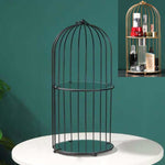 Cosmetic Storage Rack Bird Cage Desktop Shelf Dresser Skin Care Finishing Rack, Small Black, Large Black, Small Gold, Large Gold