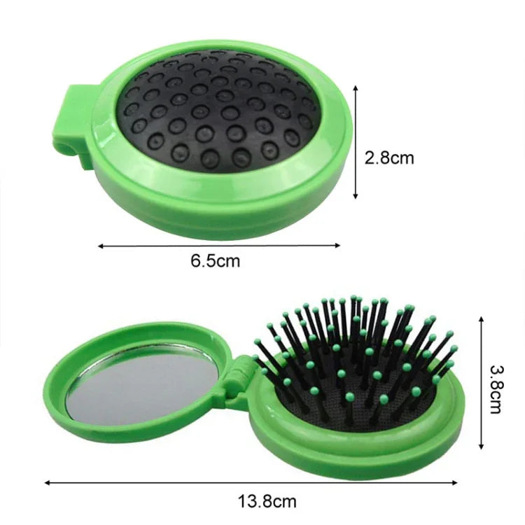 10 PCS Portable Round Pocket Small Size Travel Massage Folding Comb Hair Brush, Random Color