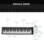 49-Key Portable Hand-Rolled Piano With Horn Children Beginners To Practice Electronic Piano, 49-Key Hand-Rolled Piano