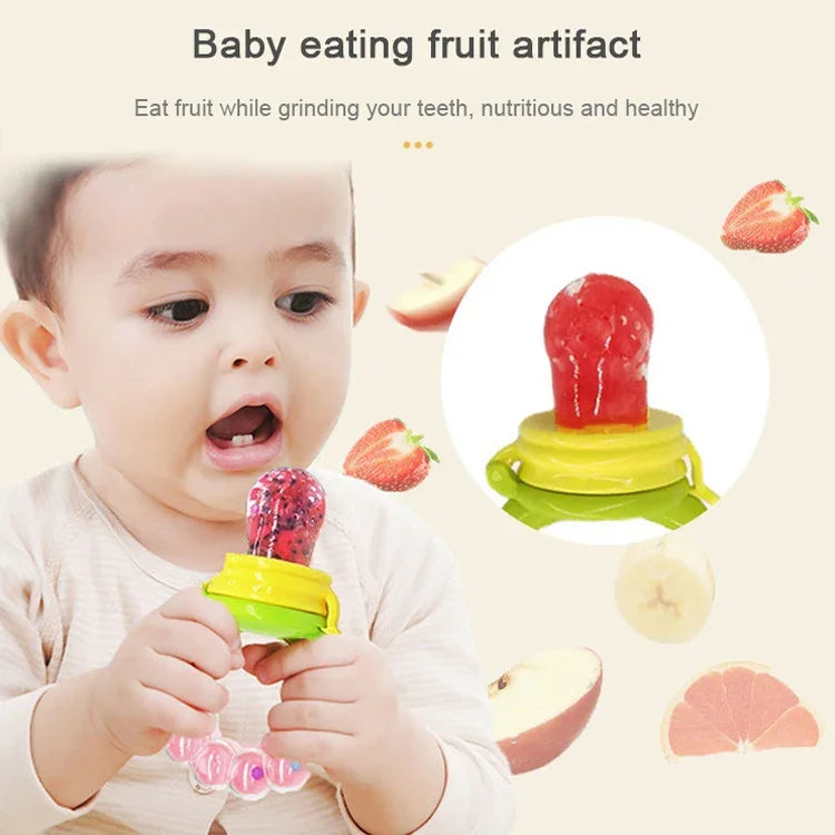 Baby Nipple Fresh Food Fruit Milk Feeding Bottles Learn Feeding Drinking Handle Teething Pacifier with Bell, S