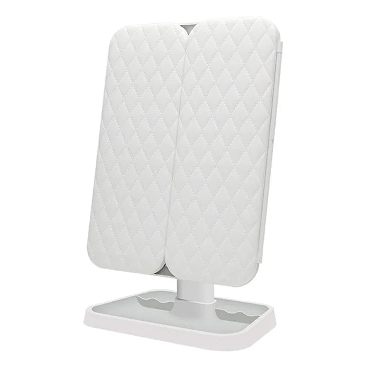 Simple & Stylish LED Three-Fold Square Makeup Mirror, Plug-in Monochrome Lamp, Charging Model Monochrome Lamp, Charging Model Three-color Light
