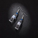 Personalized Mineral Water Bottles Earring Cute Simple and Elegant Earring, pink, blue