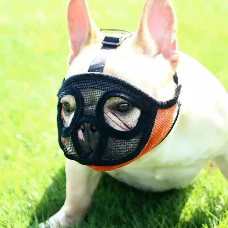 Pet Bulldog Mouth Cover Mask Pet Supplies，Full Net Cover Version, XXS, XS, S, M, L