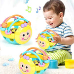Soft Rubber Cartoon Bee Hand Knocking Rattle Dumbbell Early Educational Toy for Kid Hand Bell Baby Toy, Bee Dumbbell