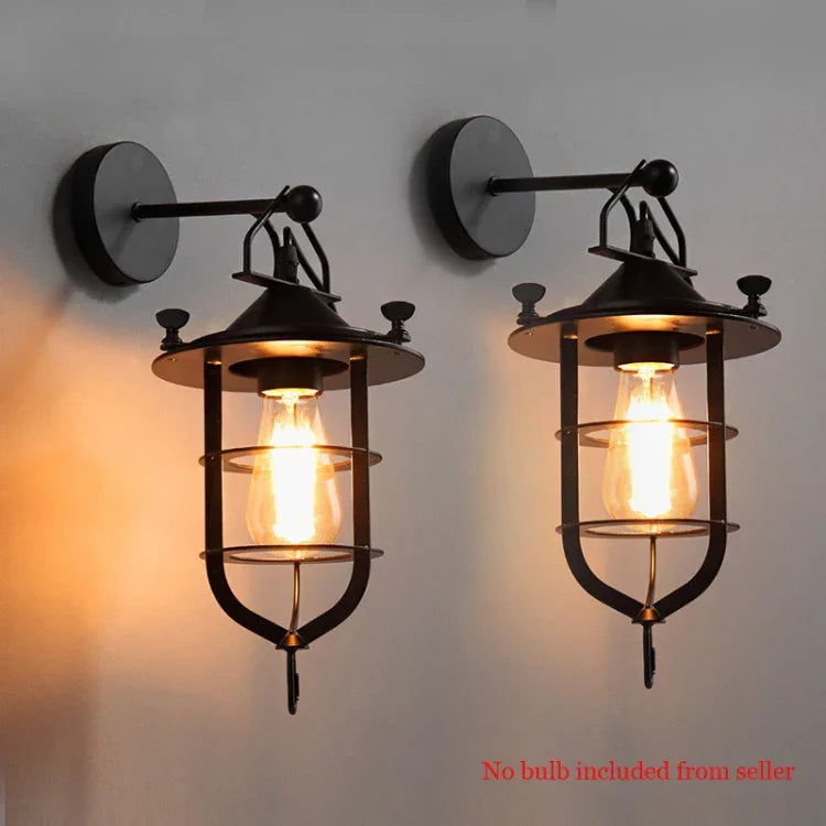 Creative Dock Retro Iron Restaurant Balcony Corridor Bedside Wall Lamp without Bulbs