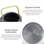 0.8L Portable Outdoor Mountaineering Picnic Aluminum Teapot Kettle Coffee Pot, 0.8L
