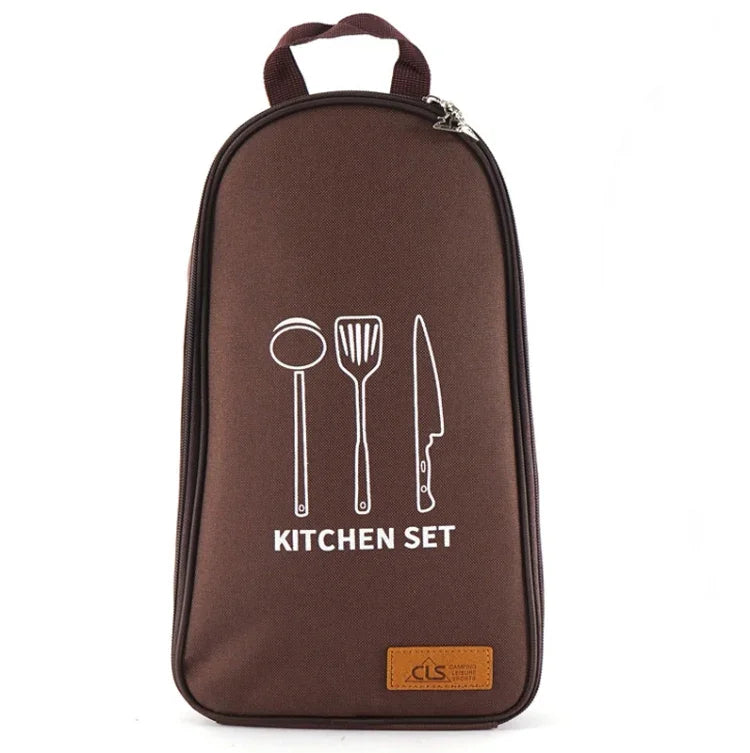 CLS 7-In-1 Outdoor 201 Stainless Steel Cookware Set Picnic Kitchenware Portable Handbag Picnic Bag, 7 in 1 Coffee, 7 in 1 Triangle Pattern