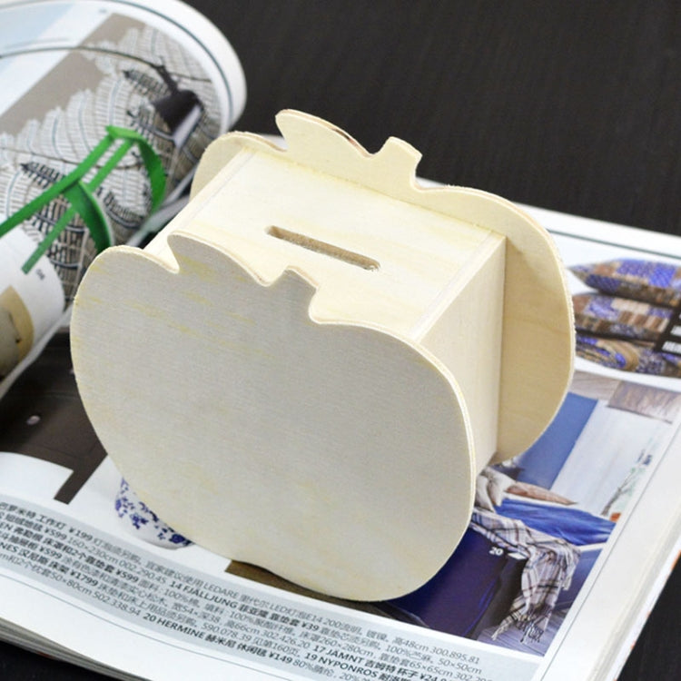 Lovely Creative Child DIY Wooden Apple Hand Painted Piggy Bank, 10x5.6x9.5cm