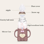 Baby Silicone Glass Bottles Drop-proof and Flatulence-proof Glass Baby Bottle