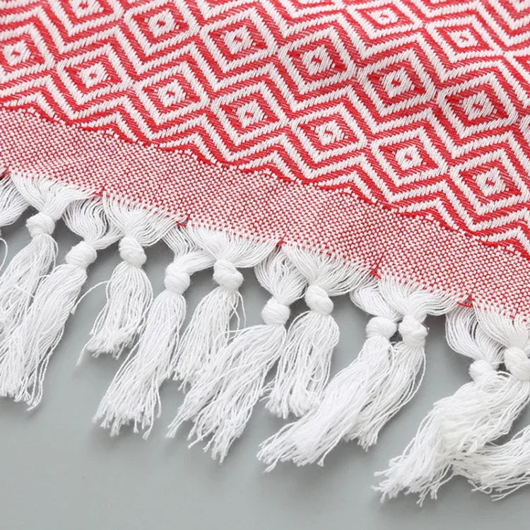 Striped Cotton Bath Towel With Tassels Thin Travel Camping Bath Sauna Beach Gym Pool Blanket Absorbent Easy Care