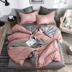 Bedding Set Solid Plaid Side Bed Comforter Duvet Cover Sheet Set, 168*229cm(1x Pillowcase,1xQuilt）, 200*230cm(2x Pillowcase,1x Quilt）, 228*228cm(2xPillowcase,1xQuilt）, 260*230cm(2xPillowcase ,1xQuilt）, 135*200cm(1xPillowcase,1xQuilt）                   ...