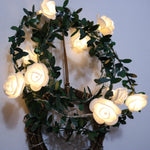Solar Simulation Green Leaf Rattan Rose Flower Vine LED Light String Garland Decoration, 3m 20 LEDs, 4.5m  30 LEDs, 5m  50 LEDs, 10m 100 LEDs