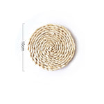 2 PCS Non-slip Natural Corn Woven Thickening Insulated Tea Mat Table Heat-resistant Casserole Mat, Round Coaster 10cm, Round Placemat 22cm, Round Placemat 35cm