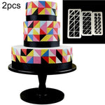 2 PCS Chocolate Cake Geometric Puzzle Embossed Strip Foundation Shape Graphic Biscuit Mold Stamping Tool, Four-sided Diamond, Jigsaw, Hexagon, Square, Regular Triangle, Oblique Triangle