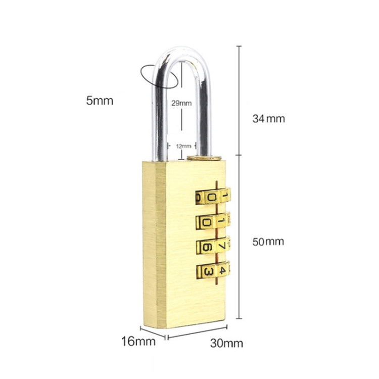 Four-digit Brass Code Padlock High-grade Security Gym Door Lock, Gym Door Lock