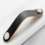 Kitchen Cabinet Wardrobe Leather Door Handle Drawer Pull, Black Single Hole, Black 96, Black 128