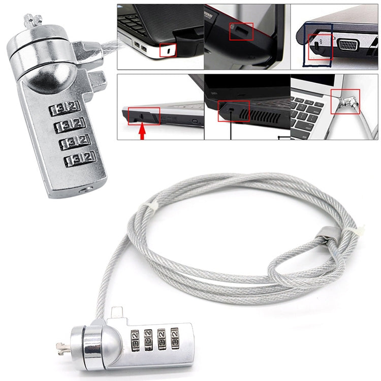 Four Digit Computer Lock Notebook Universal Anti-theft Password Lock, Diameter 3.5 mm Length 1.2 m