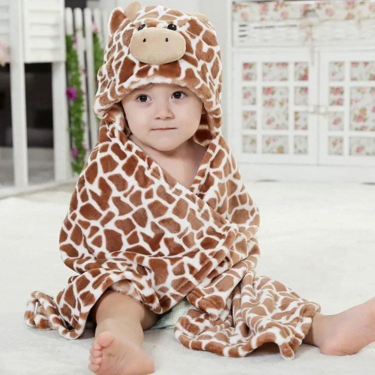 Baby Animal Shape Hooded Cape Bath Towel, 100×75cm