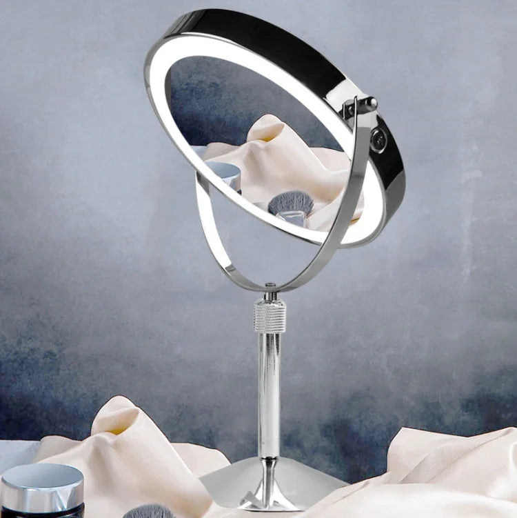 Desktop Double-SidedRound LED Luminous Makeup Mirror Liftable Magnifying Mirror, Plane + 3 Times Magnification(8-inch Battery Model), Plane + 5 Times Magnification(8-inch Battery Model), Plane + 7 Times Magnification(8-inch Battery Model)              ...