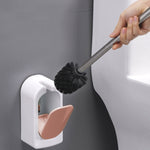 Bathroom Toilet Wall-mounted Toilet Brush Set with Soft Hair and Long Handle Without Dead Corners, Pink, Blue, Green, Grey
