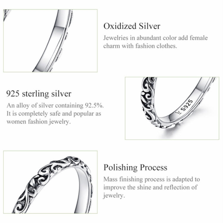 Vintage Pattern Sterling Silver Ring S925 Fashion Pattern Ring, 6 US Size, 7 US Size, 8 US Size, 9 US Size