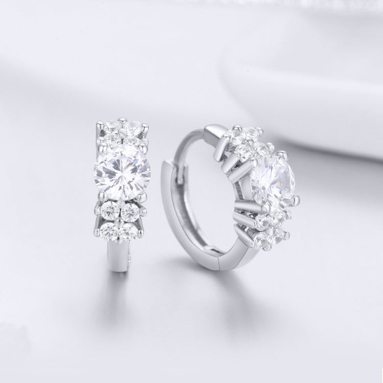 Sterling Silver Zircon Earrings Simple Temperament S925 Earrings, Silver, Gold