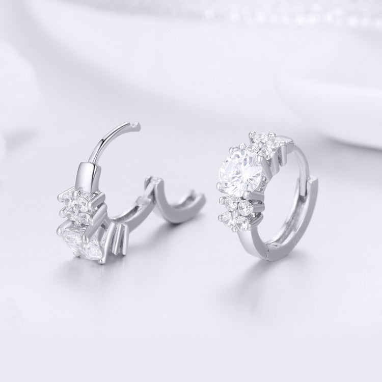 Sterling Silver Zircon Earrings Simple Temperament S925 Earrings, Silver, Gold