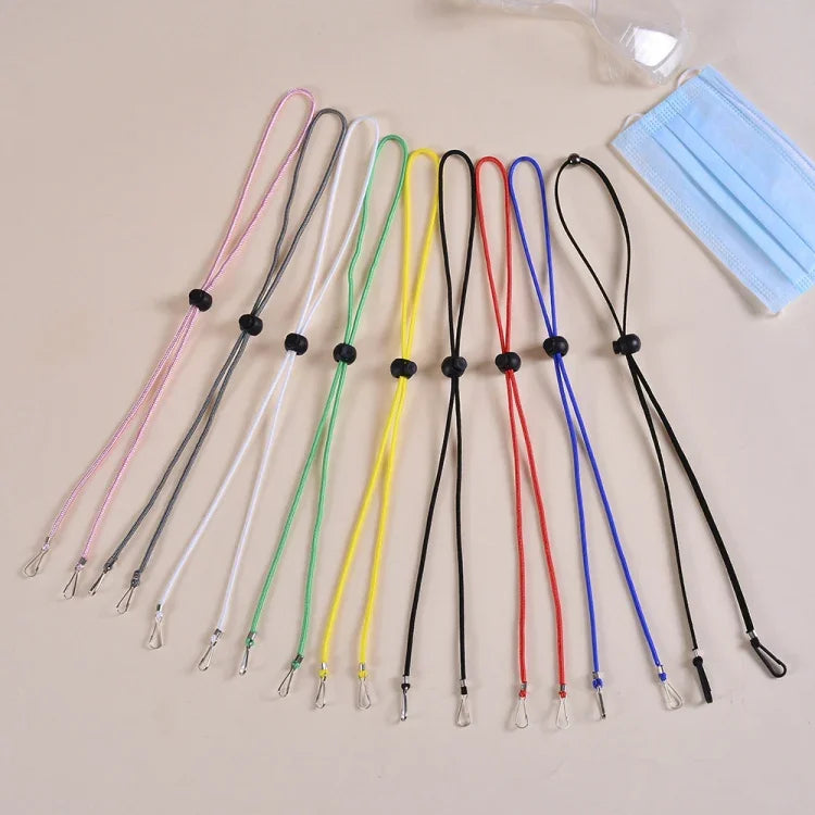 10pcs Mask Anti-lost Adjustable Lanyard and Ear Hook, Cashmere, White, Black, Yellow, Green, Blue, Pink, Red, Grey