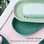 3 PCS Creative Cute Drain Double-layer Household Toilet Soap Box with Lid Soap Holder, Green, White, Yellow, Pink