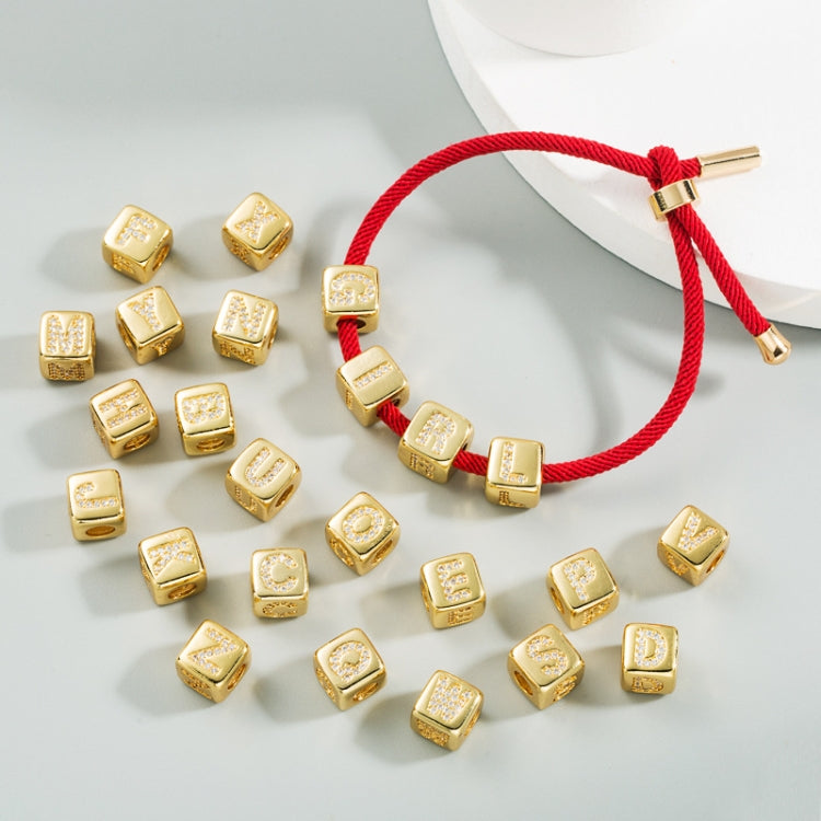 English Letter Beads Bracelet Brass Micro-inlaid Couple Red String Pull DIY Bracelet Jewelry, A, B, C, D, E, F, G, H, I, J, K, L, M, N, O, P, Q, R, S, T, U, V, W, X, Y, Z