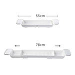 Retractable Drain Bathtub Rack Bathroom Plastic Soaking Tub Rack Bathtub Shower Storage Rack, White+Gray