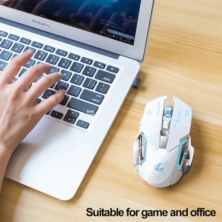 FREEDOM-WOLF X8 2400 DPI 6 Keys 2.4G Wireless Charging Silent Luminous Gaming Mechanical Mouse, X8 Black, X8 Metal Grey, X8 Star Black