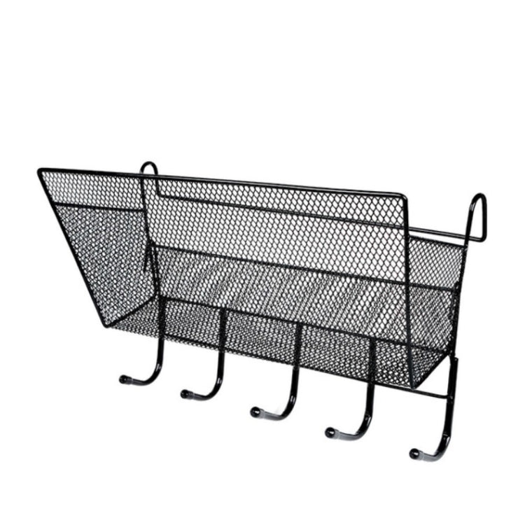 Dormitory Upper Bunk Bedside Storage Rack Bedside Hanging Basket Hook, Black Hanging Basket + Black Hook, White Hanging Basket + White Hook