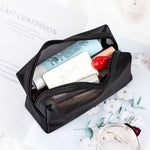 Black Transparent Mesh Cosmetic Bag Three-piece Large Capacity Travel Cosmetic Storage Bag, Three-piece Storage Bag