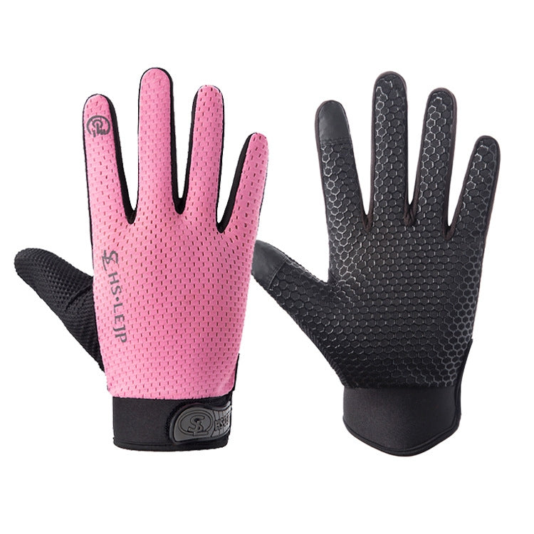 HSLEJP Outdoor Sports Breathable Touch Screen Antiskid Cycling Full Finger Gloves, M, L