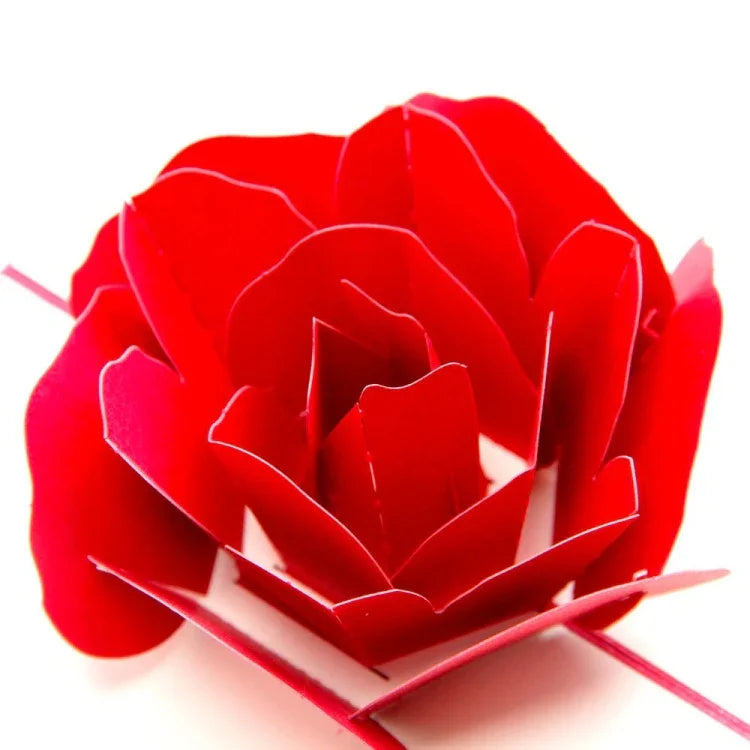3D Pop Up Rose Thank You Greeting Postcards Flower Handmade Blank Vintage Paper Happy Birthday Love Gift Card, Size: 13x16cm, Handmade Blank