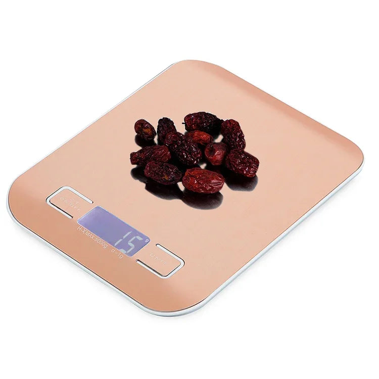 BOH-2012 Digital Multi-function Stainless Steel Food Kitchen Scale with LCD Display, Specification: 10kg/1g, 10kg/1g, Rose Gold