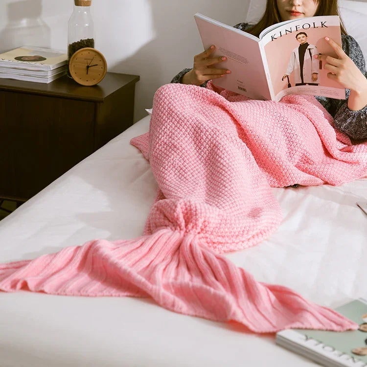 Mermaid Tail Blanket For Adult Super Soft Sleeping Knitted Blankets, 90 X50cm, 140 X70cm