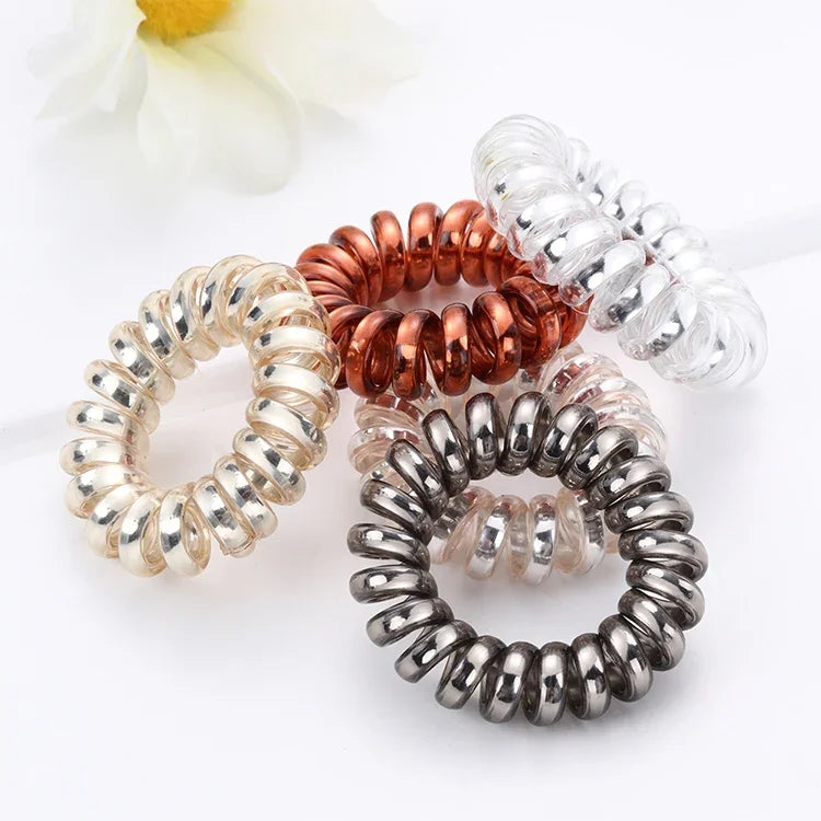 10 PCS Multicolor Elastic Hair Bands Spiral Shape Ponytail Hair Ties Rubber Band Hair Rope Telephone Wire Hair Accessories