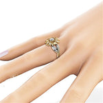 Fashion Female Cute Sunflower Crystal Rings for Women, 11