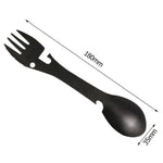2 PCS  5 in 1 Multi-functional Outdoor Tools Stainless Steel Camping Survival EDC Kit Practical Fork Knife Spoon Bottle/Can Opener