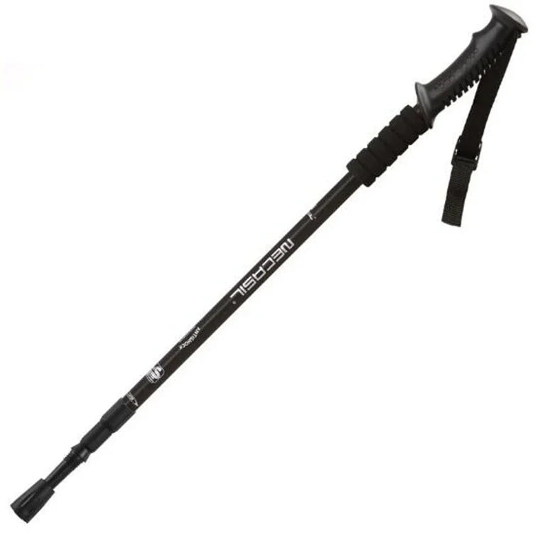 NECASIL Three-section Aluminum Alloy Straight Handle Retractable Trekking Trekking Pole, Three-section (Black), Three-section (Red), Three-section (Blue), Three-section (Silver)