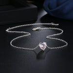 Crystal Heart Pendant Necklace Female Short Chain Necklace, Gold, Silver